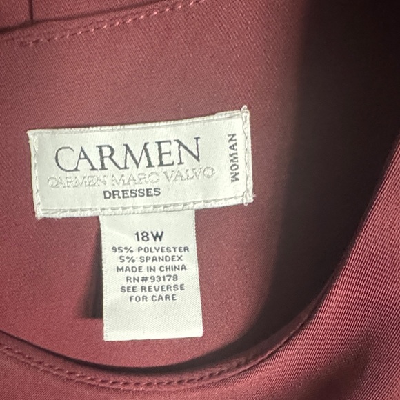 Carmen Marc Valvo Elegant Burgundy Midi Dress Size 18W - Picture 8 of 10